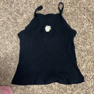 Black sunflower crop top